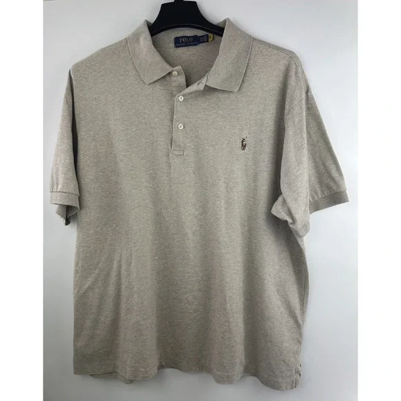 Polo Ralph Lauren Soft Cotton Polo Shirt in Dune Tan Men's 2XB 2X Big & Tall - Picture 2 of 12